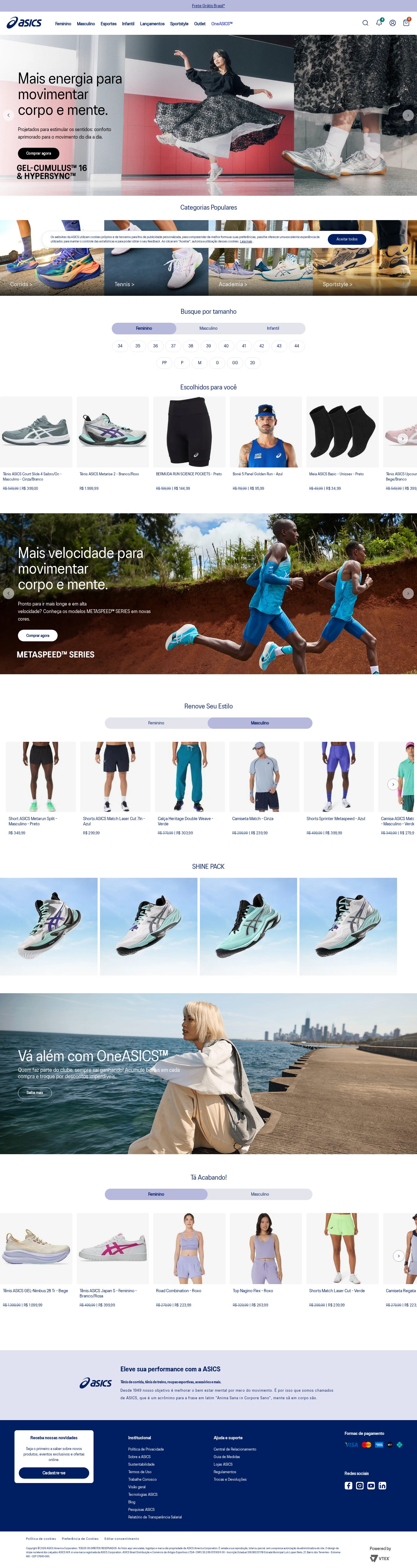 ASICS Brasil — captura de tela